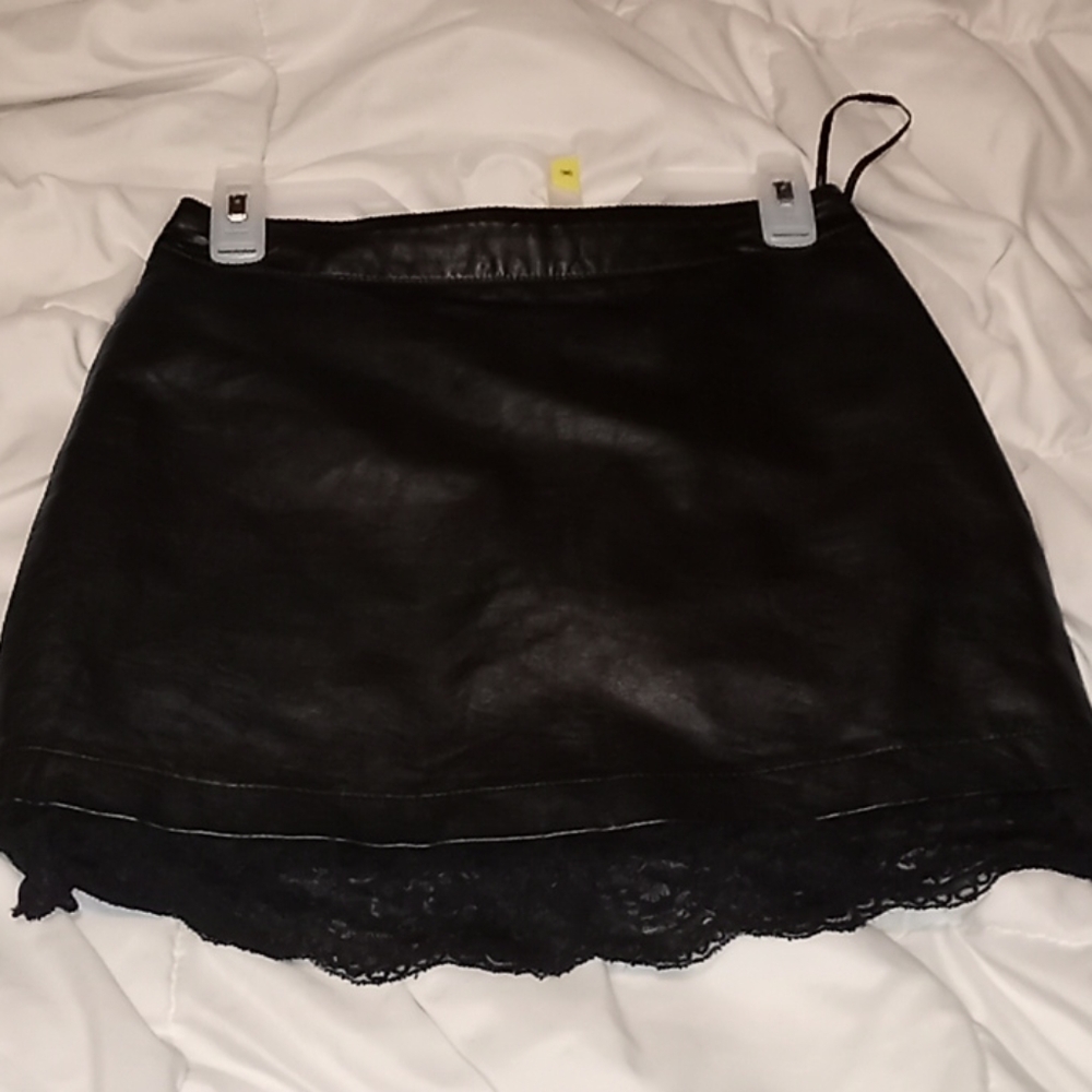 black leather skirt